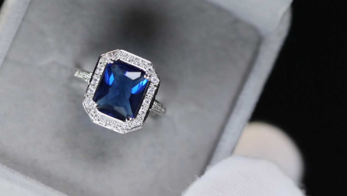 Sapphire Blue Diamond Ring | Blue Diamond Engagement Ring