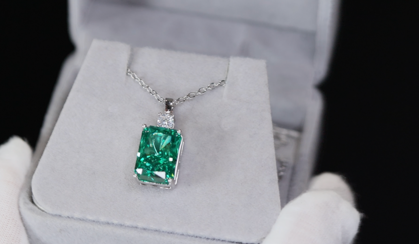 Green Crushed Diamond Pendant | Green Diamond Pendant