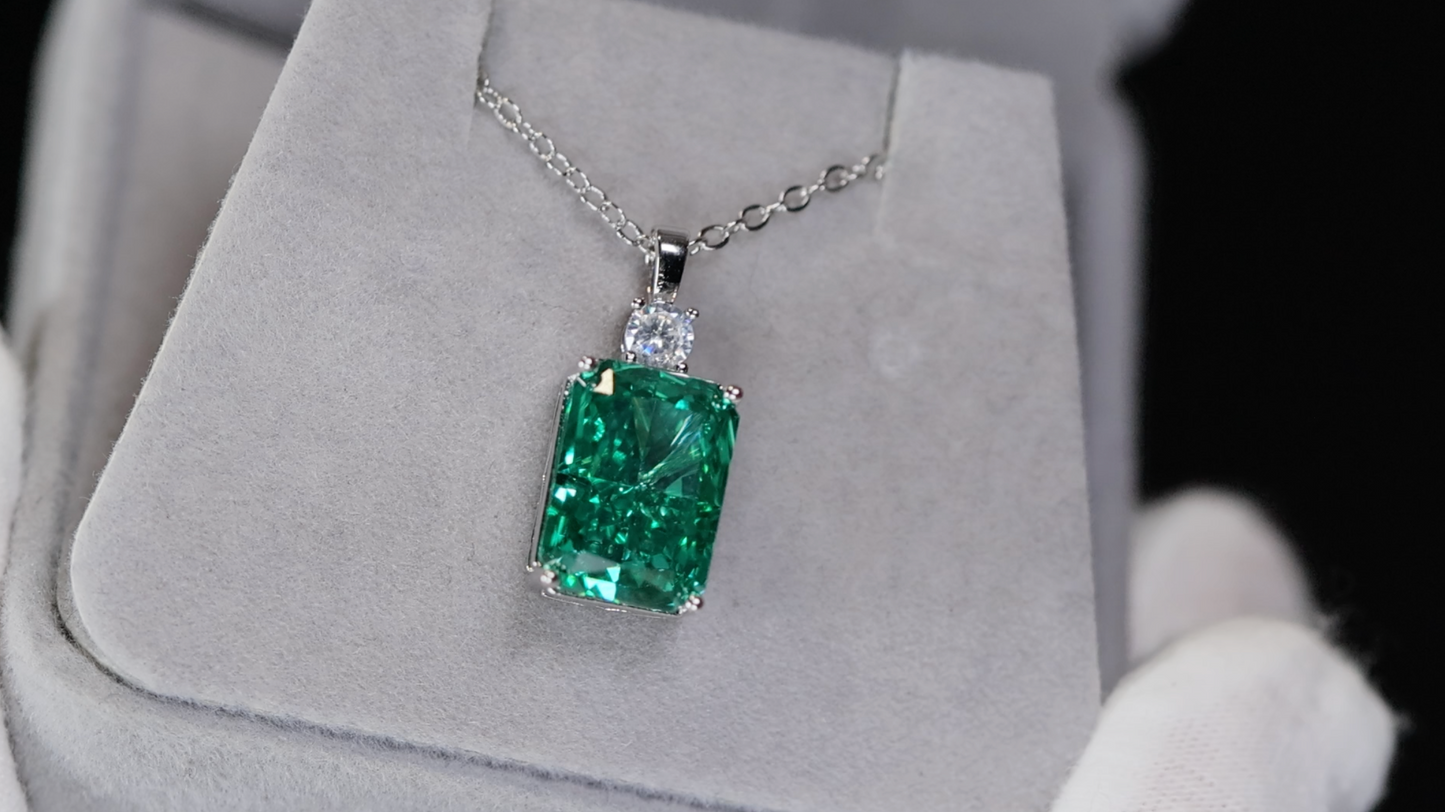 Green Crushed Diamond Pendant | Green Diamond Pendant