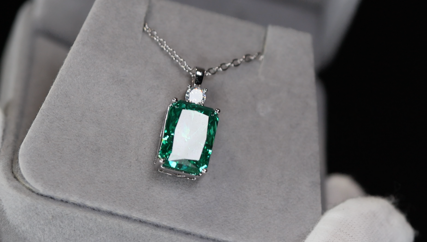 Green Crushed Diamond Pendant | Green Diamond Pendant
