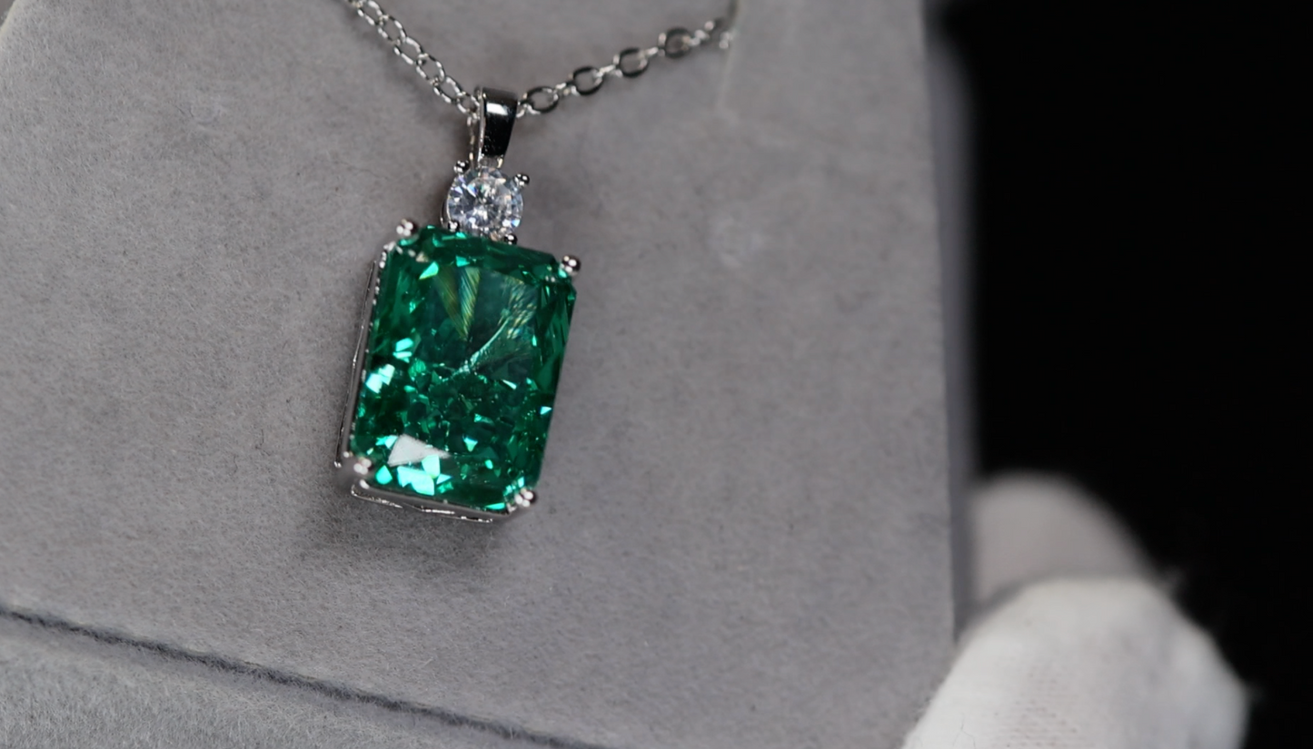 Green Crushed Diamond Pendant | Green Diamond Pendant