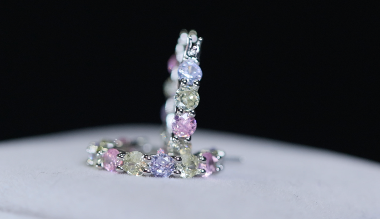 Rainbow Diamond Earrings | Rainbow Diamond Hoop Earrings
