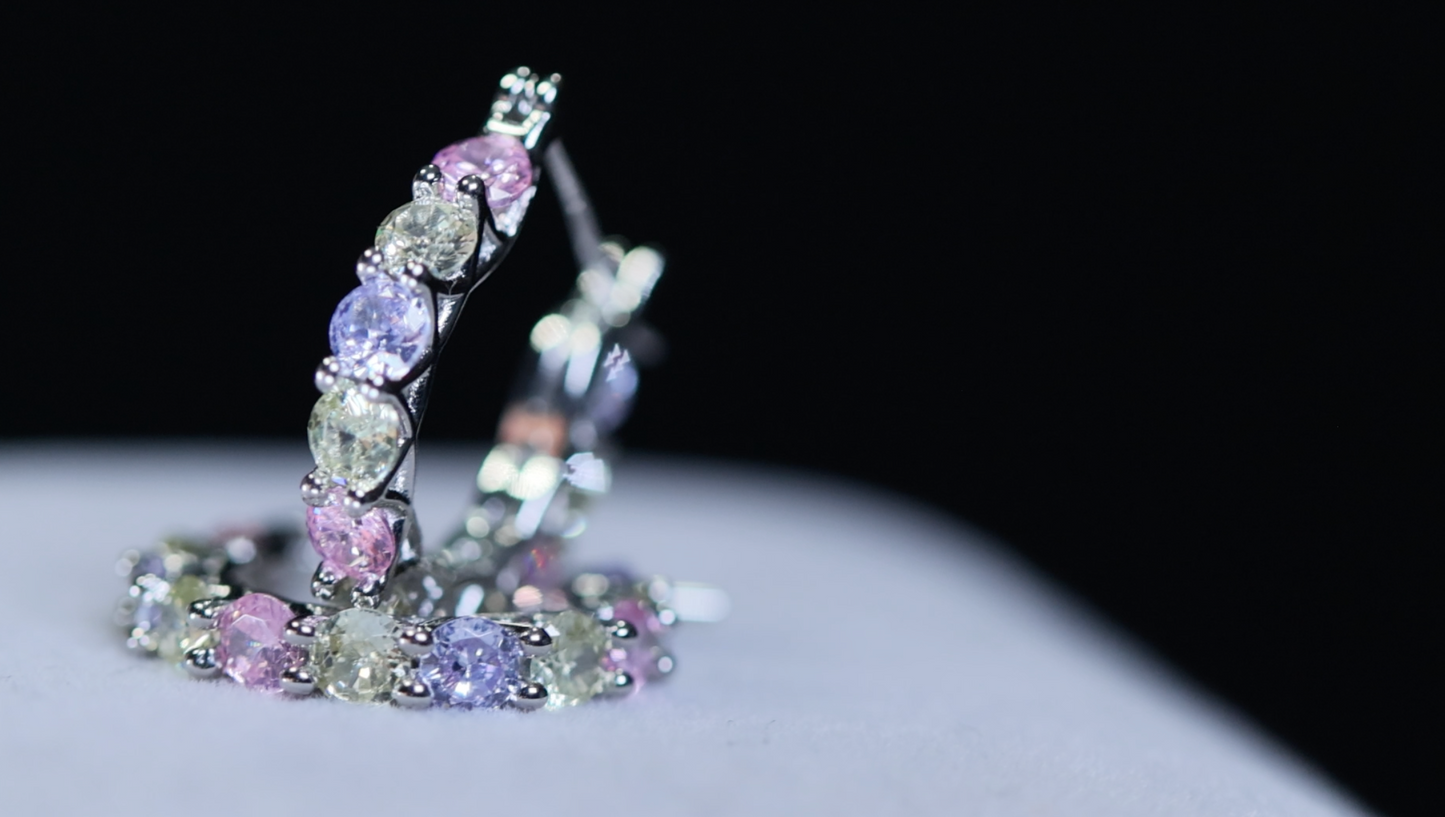 Rainbow Diamond Earrings | Rainbow Diamond Hoop Earrings