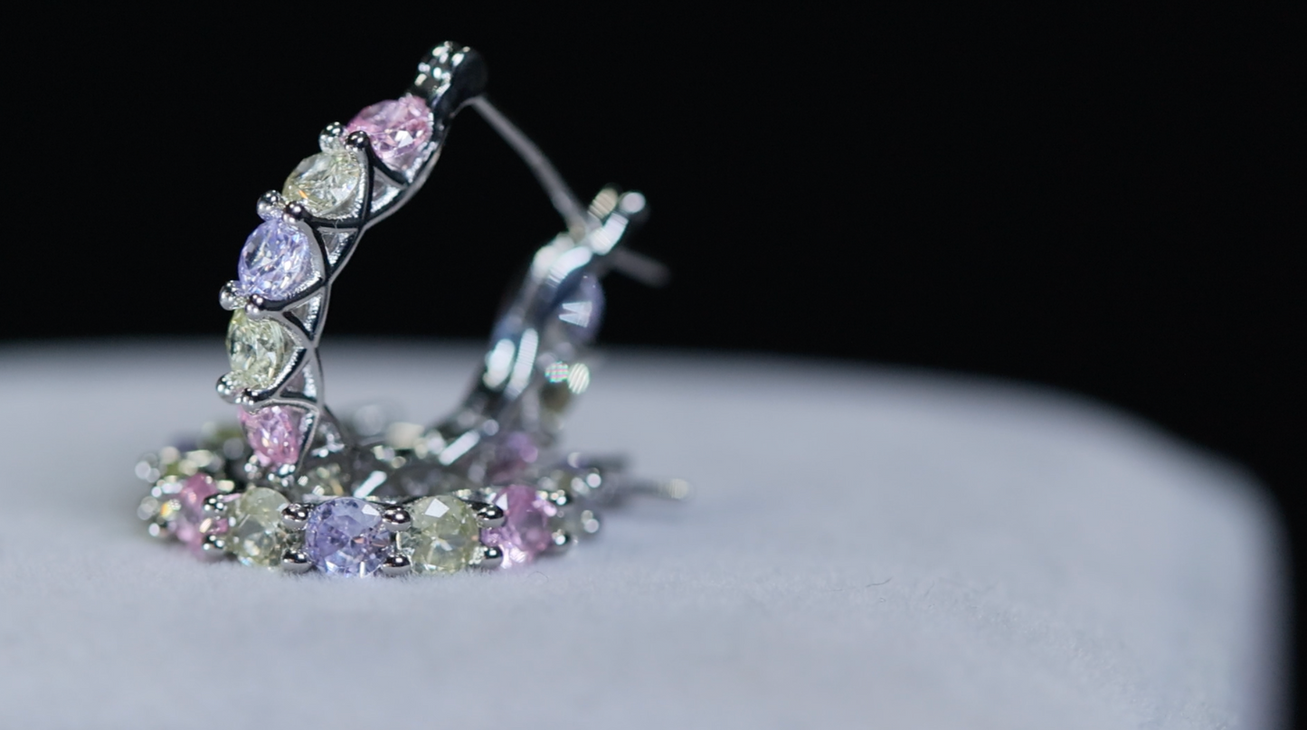 Rainbow Diamond Earrings | Rainbow Diamond Hoop Earrings