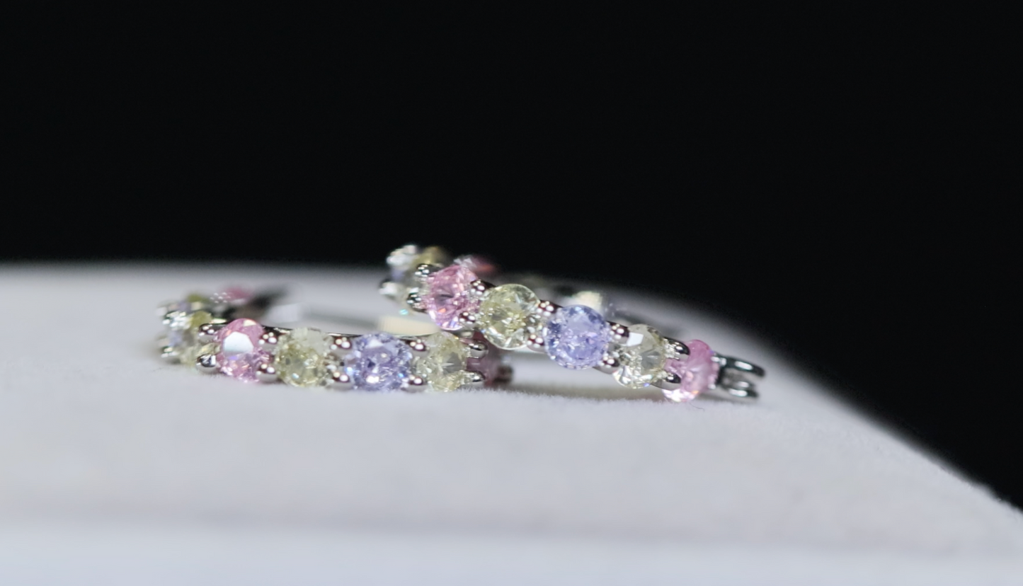 Rainbow Diamond Earrings | Rainbow Diamond Hoop Earrings