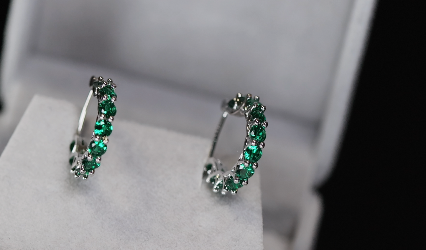 Green Diamond Hoops | Green Diamond Earrings
