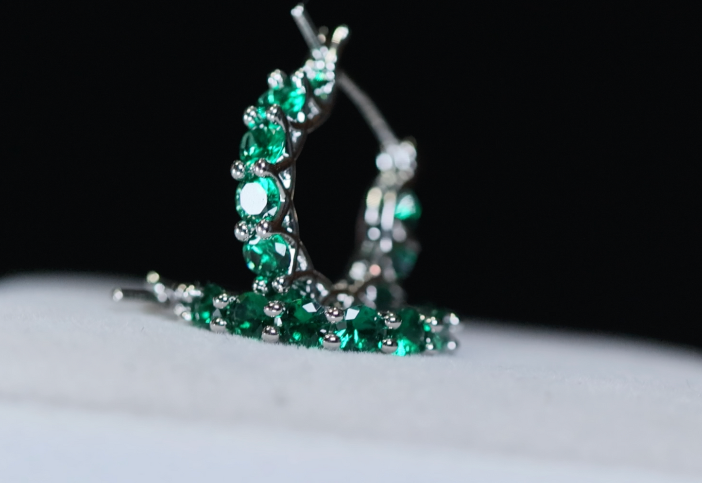 Green Diamond Hoops | Green Diamond Earrings