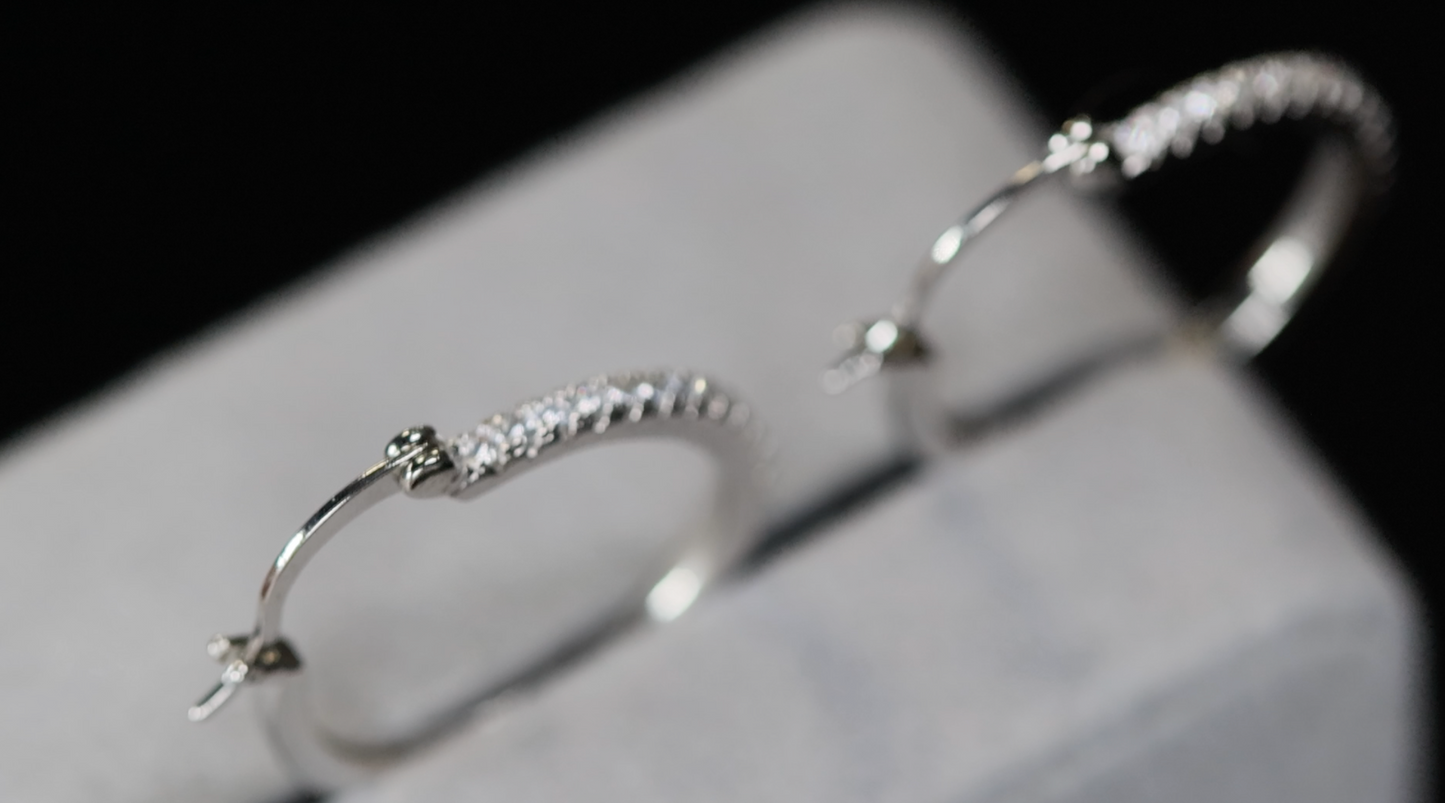 Womens Diamond Earrings | Silver Diamond Hoop Earrings
