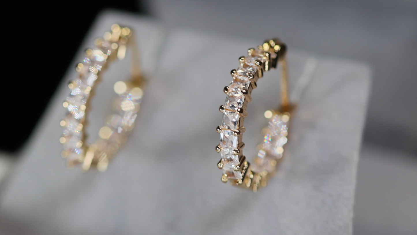 Princess Cut Diamond Hoop Earrings | Womens Gold Hoop Earrings