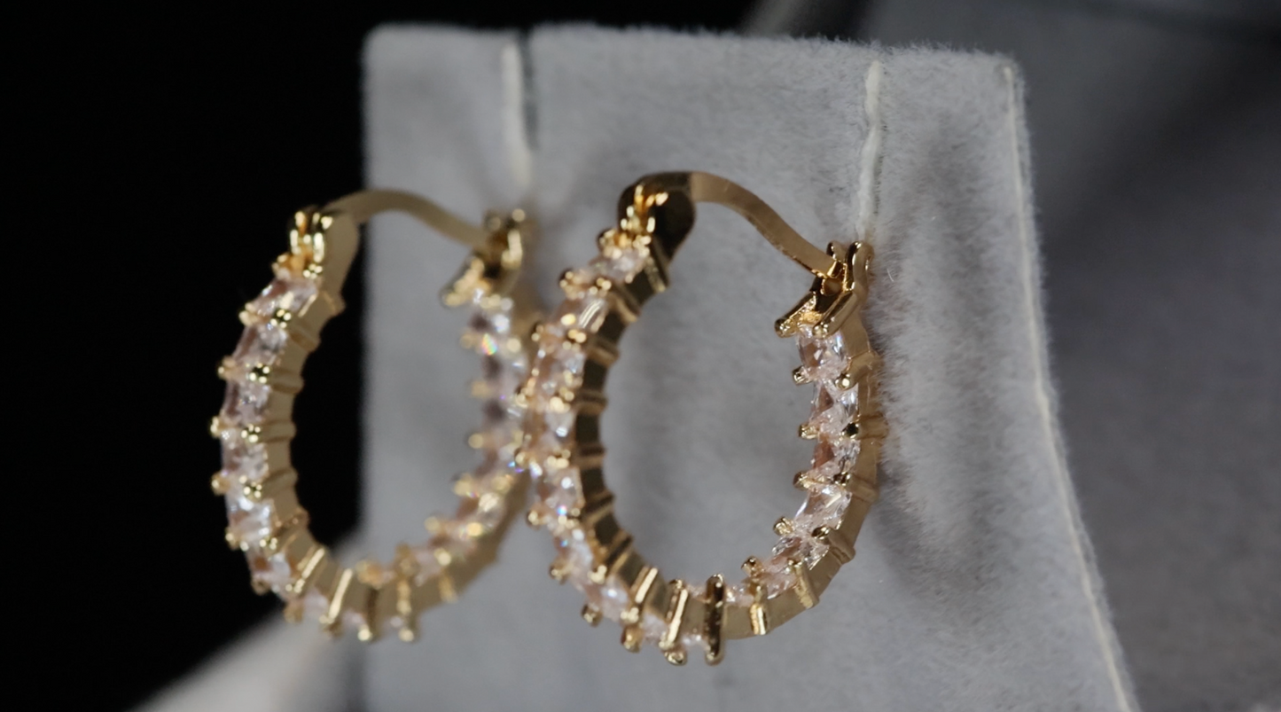 Princess Cut Diamond Hoop Earrings | Womens Gold Hoop Earrings