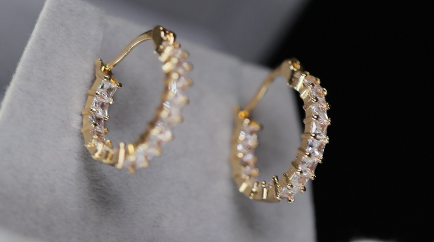 Princess Cut Diamond Hoop Earrings | Womens Gold Hoop Earrings