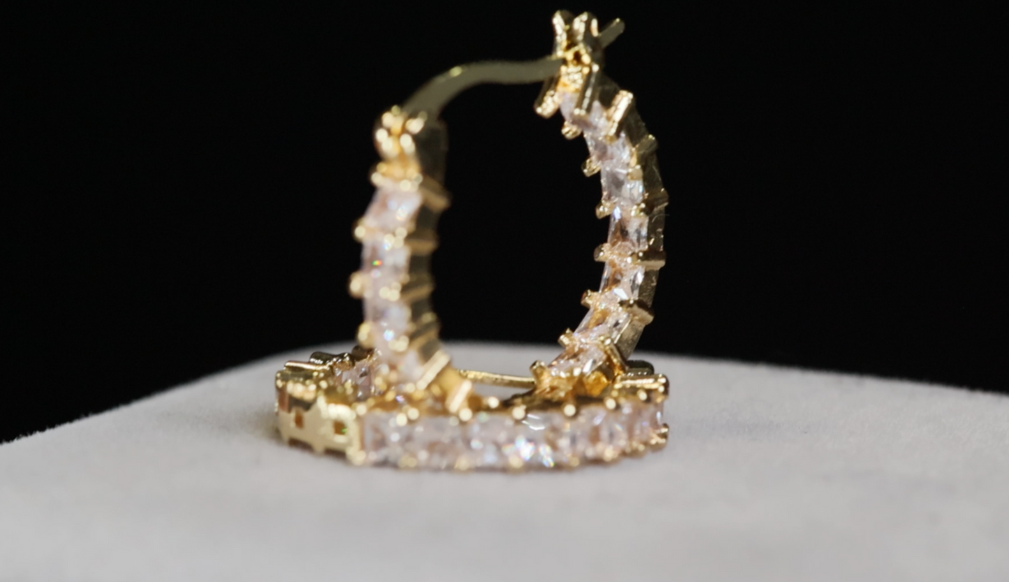 Princess Cut Diamond Hoop Earrings | Womens Gold Hoop Earrings