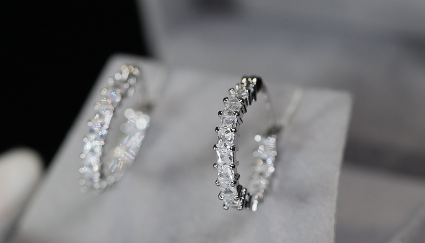PrincessCut Diamond Hoop Earrings | Womens Hoop Earrings