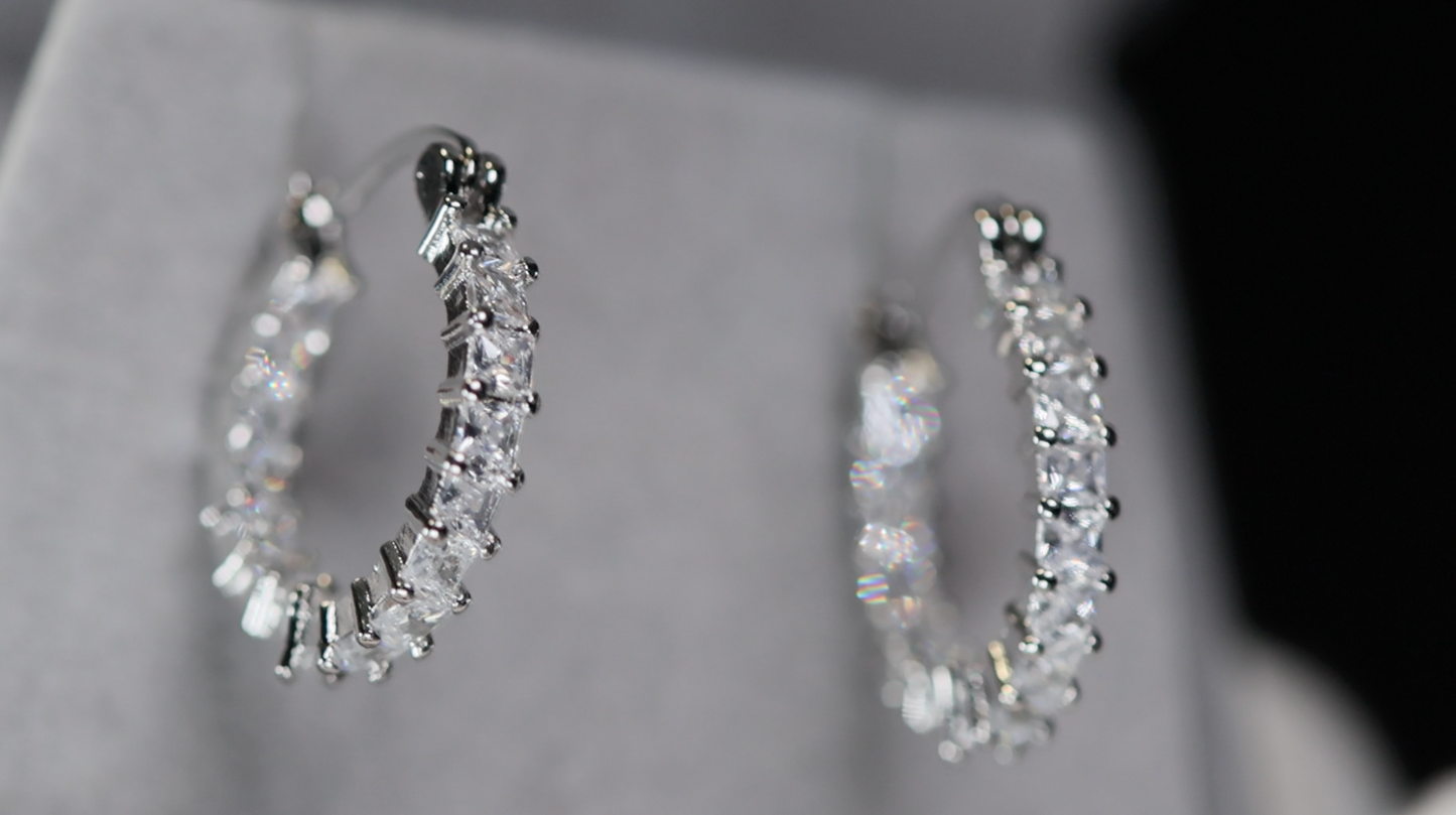 PrincessCut Diamond Hoop Earrings | Womens Hoop Earrings