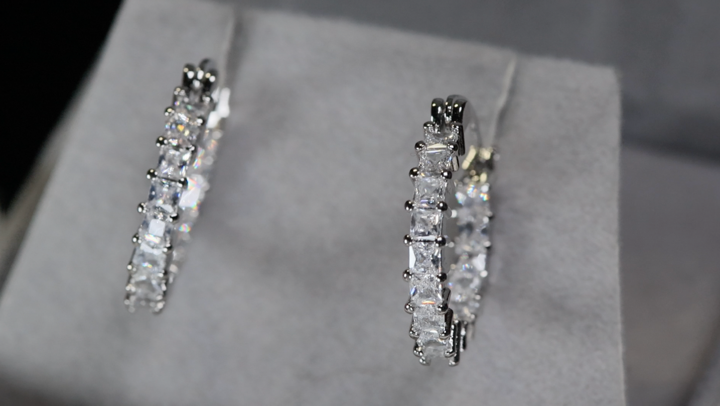 PrincessCut Diamond Hoop Earrings | Womens Hoop Earrings
