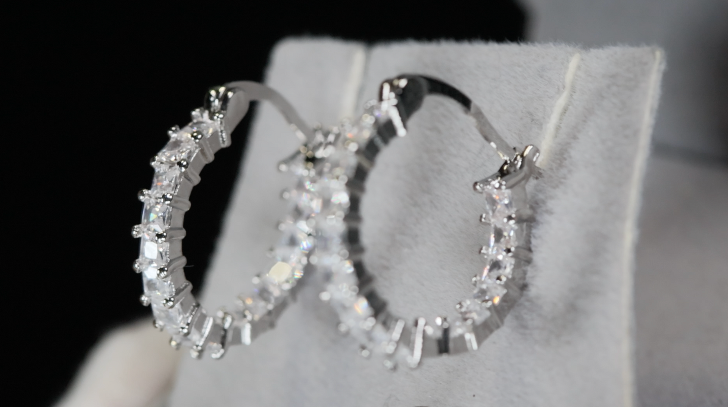PrincessCut Diamond Hoop Earrings | Womens Hoop Earrings