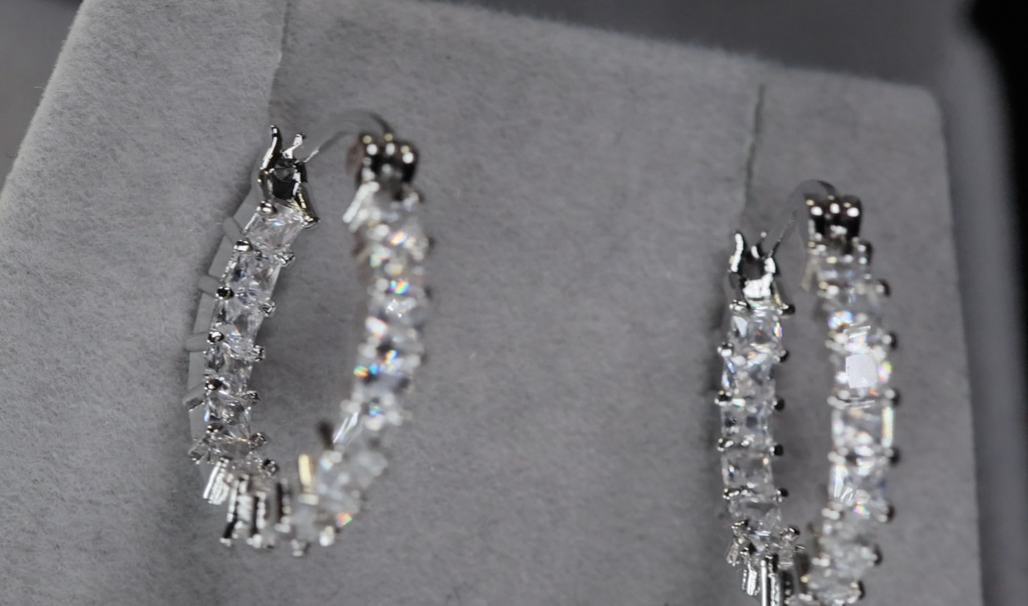 PrincessCut Diamond Hoop Earrings | Womens Hoop Earrings