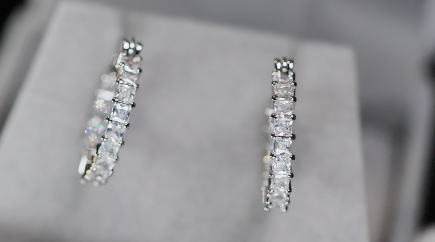 PrincessCut Diamond Hoop Earrings | Womens Hoop Earrings