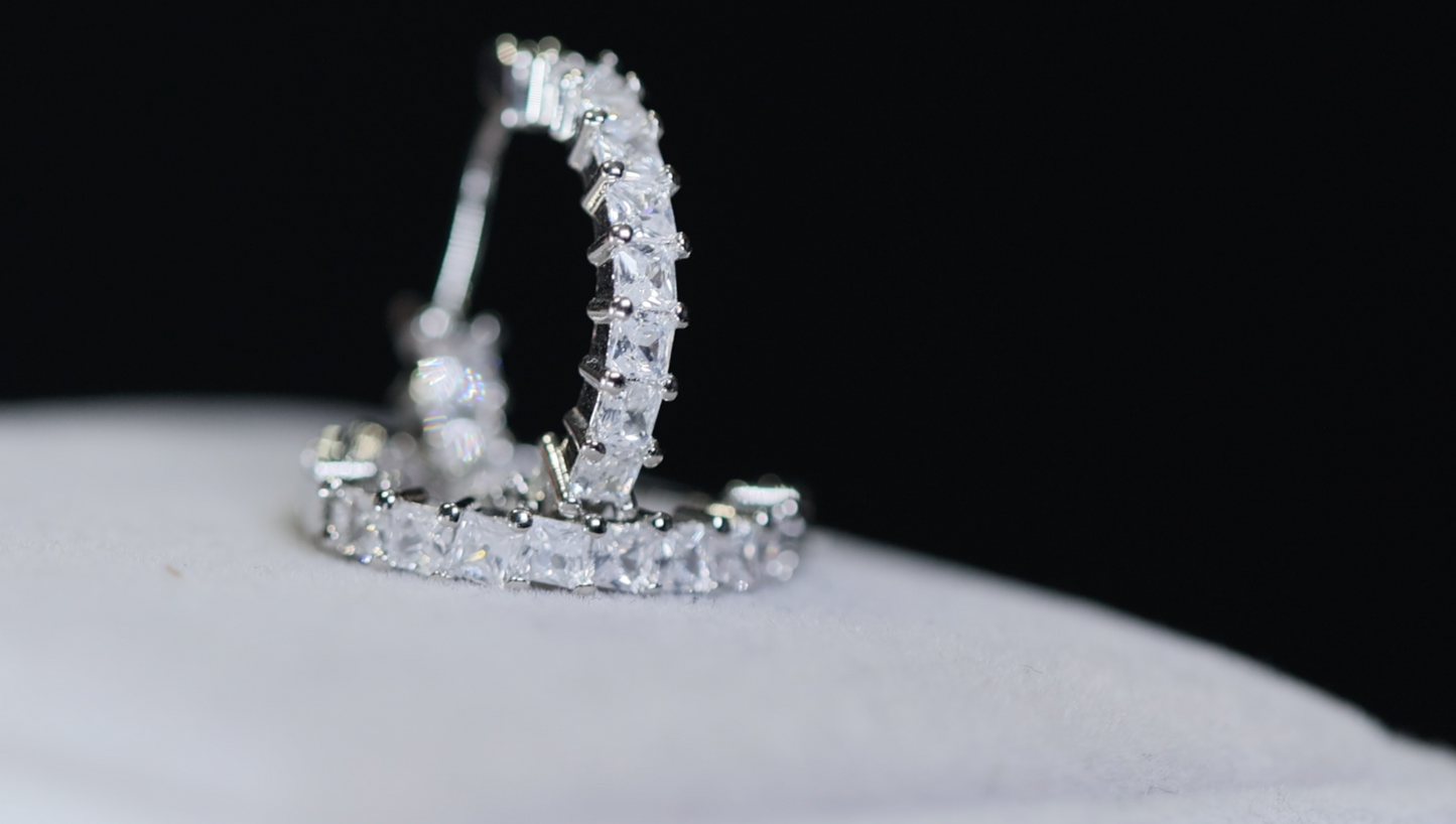 PrincessCut Diamond Hoop Earrings | Womens Hoop Earrings