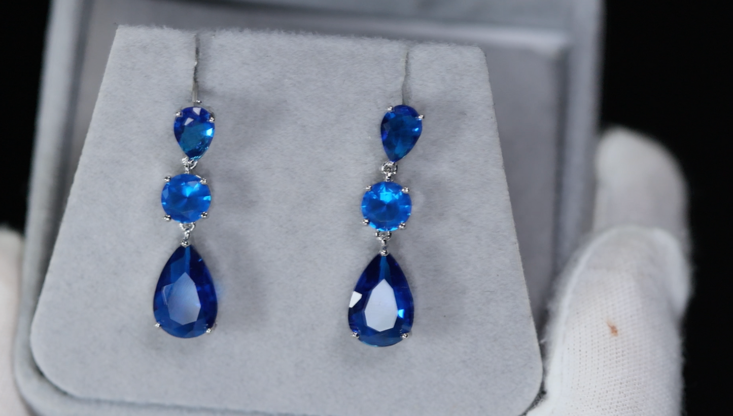 Sapphire Blue Earrings | Blue Teardrop Earrings | Blue Sapphire Earrings