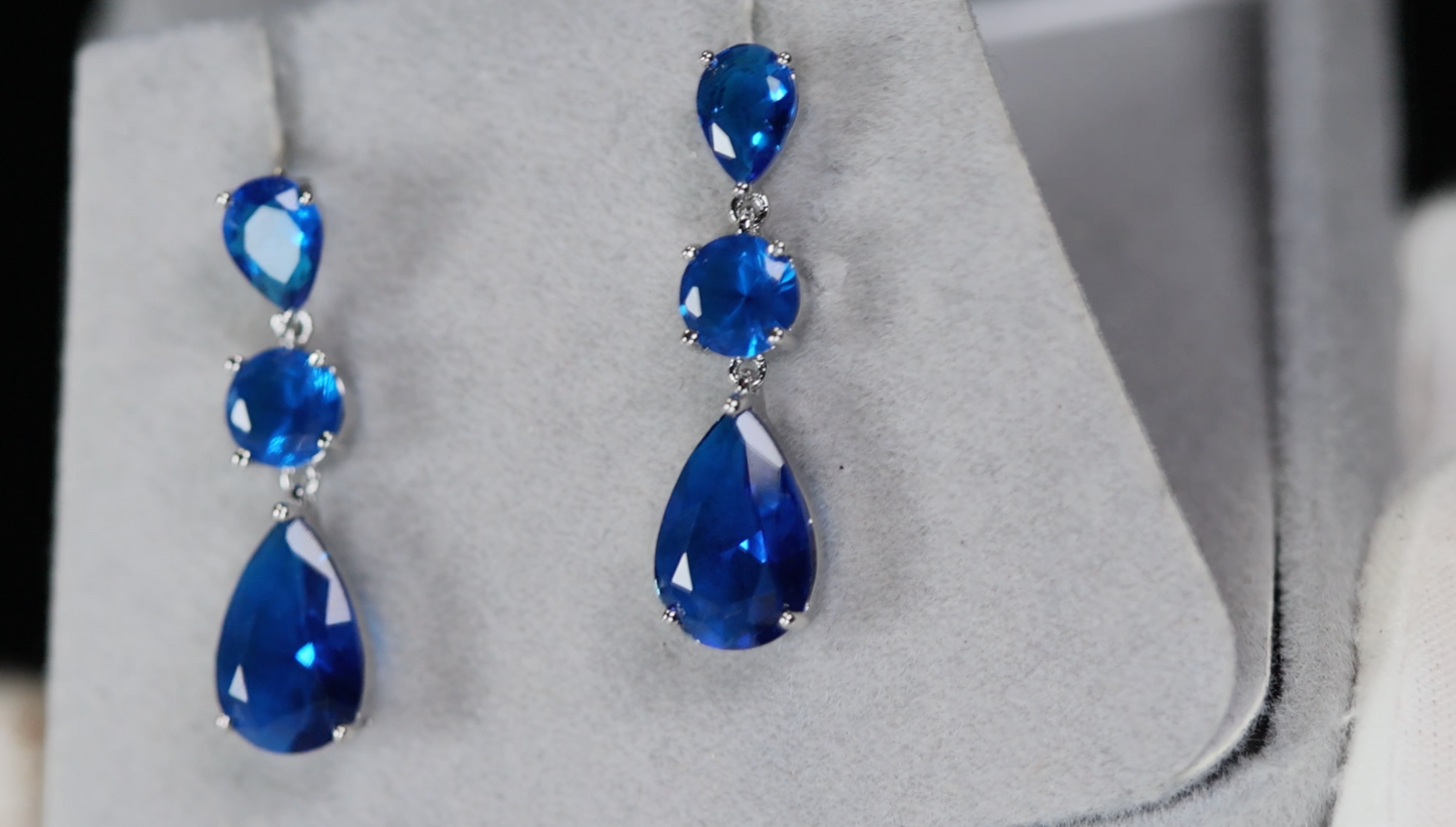 Sapphire Blue Earrings | Blue Teardrop Earrings | Blue Sapphire Earrings