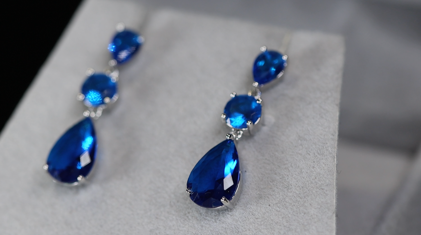Sapphire Blue Earrings | Blue Teardrop Earrings | Blue Sapphire Earrings