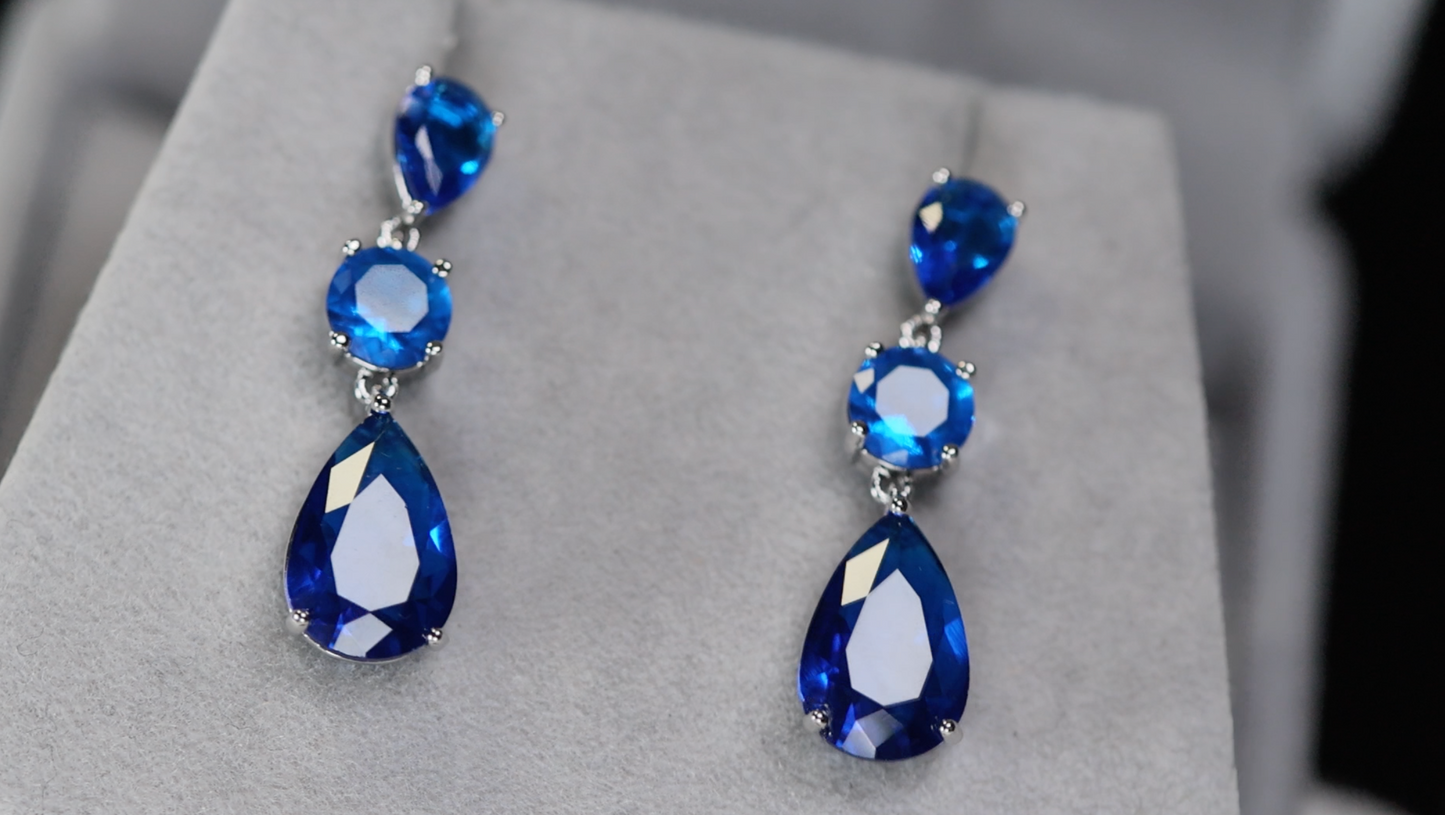 Sapphire Blue Earrings | Blue Teardrop Earrings | Blue Sapphire Earrings