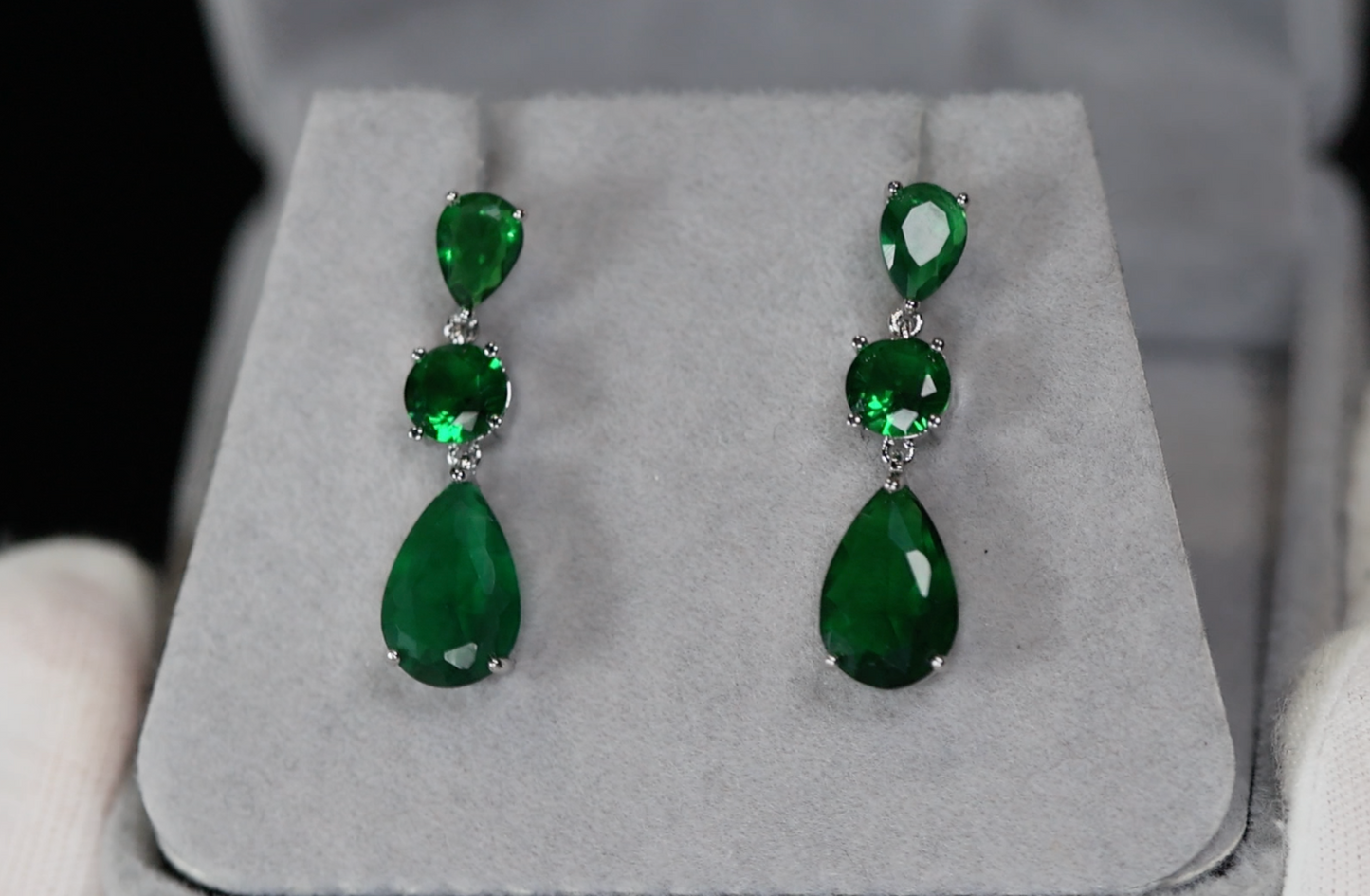 Green Diamond Teardrop Earrings | Green Pear Cut Earrings