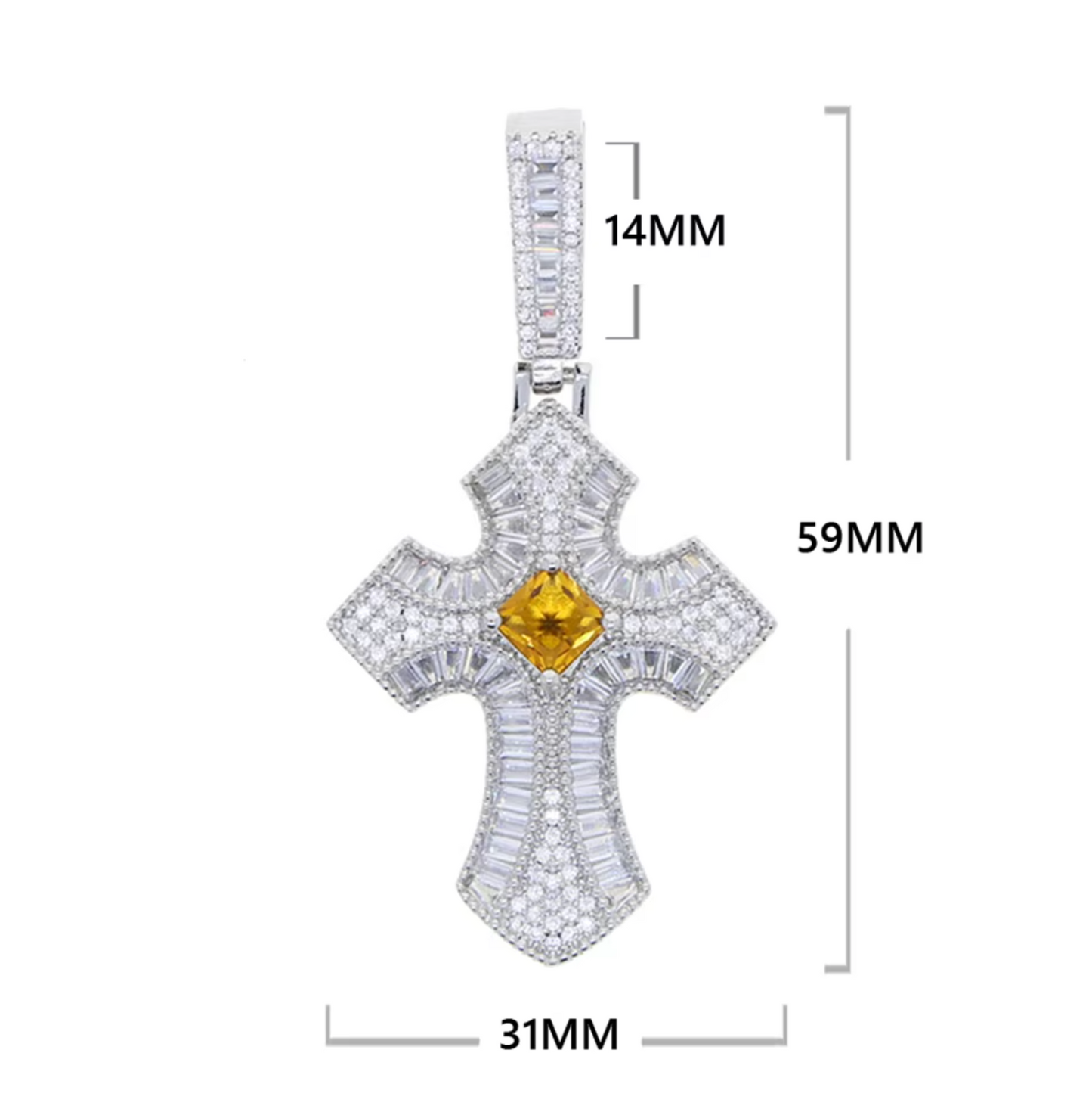 Purple Diamond Cross Pendant | Princess Cut Diamond Cross