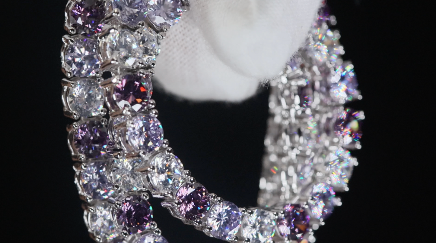 Purple Diamond Tennis Chain | Purple Diamond Necklace | Kunzite Necklace