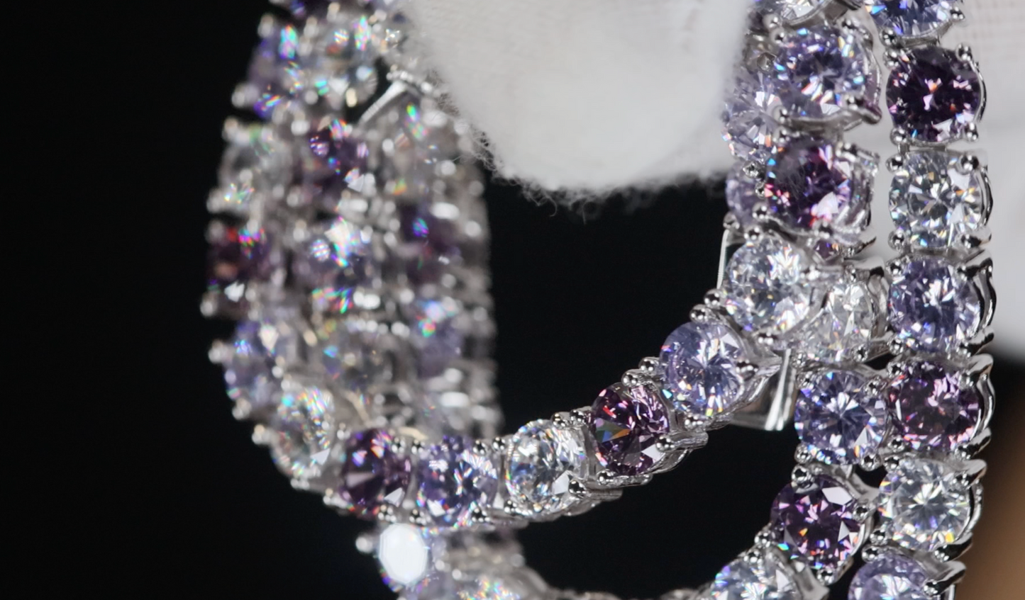 Purple Diamond Tennis Chain | Purple Diamond Necklace | Kunzite Necklace