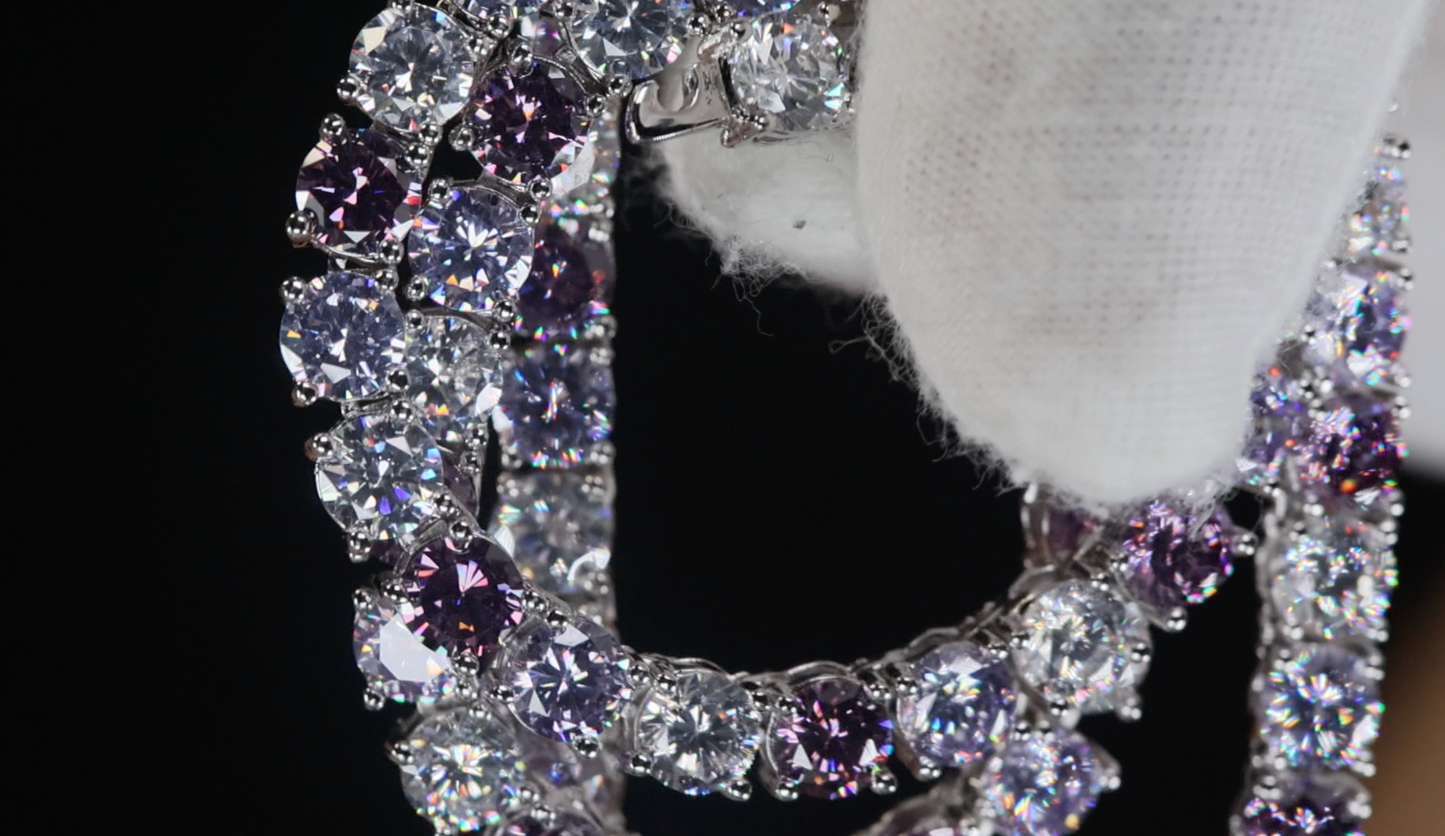Purple Diamond Tennis Chain | Purple Diamond Necklace | Kunzite Necklace