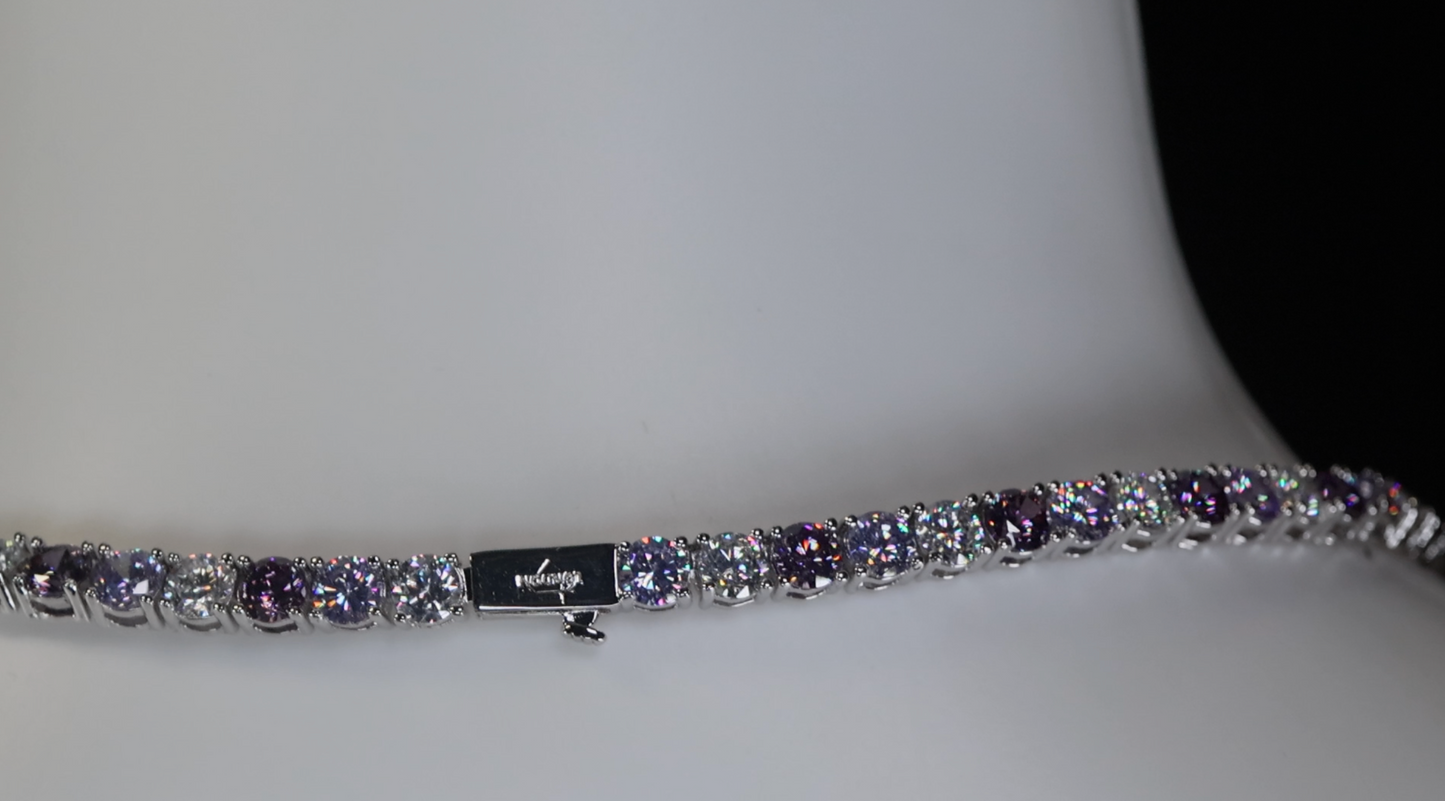 Purple Diamond Tennis Chain | Purple Diamond Necklace | Kunzite Necklace