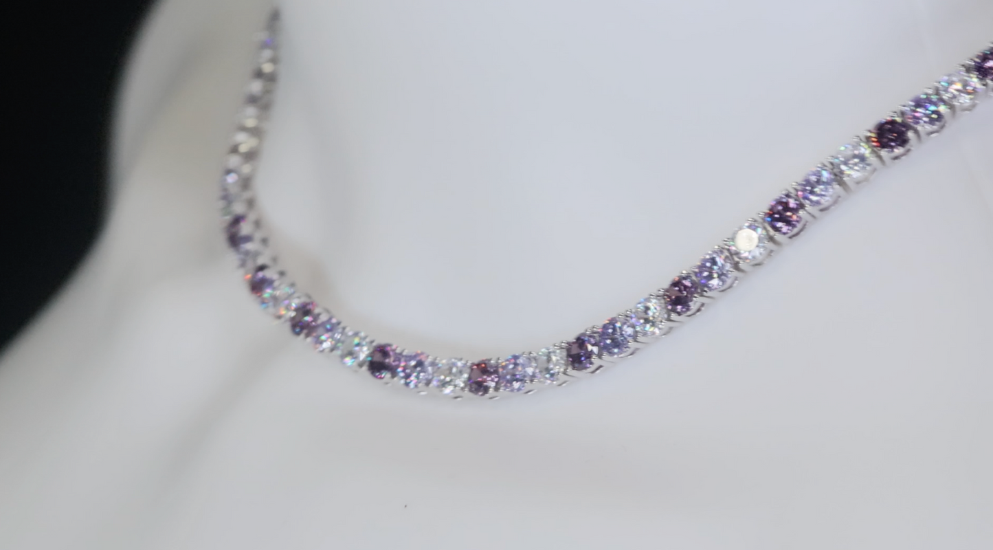 Purple Diamond Tennis Chain | Purple Diamond Necklace | Kunzite Necklace