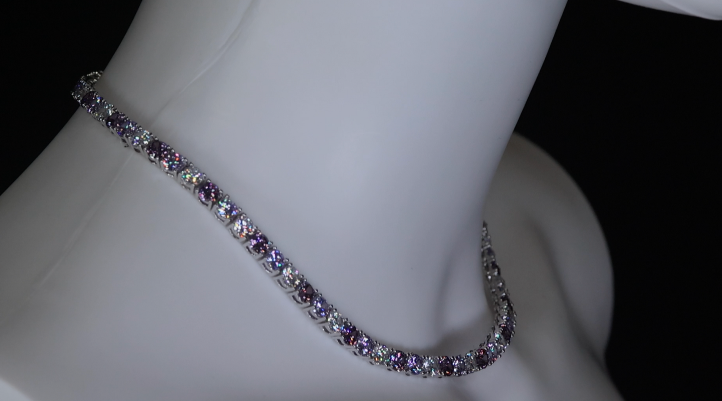 Purple Diamond Tennis Chain | Purple Diamond Necklace | Kunzite Necklace