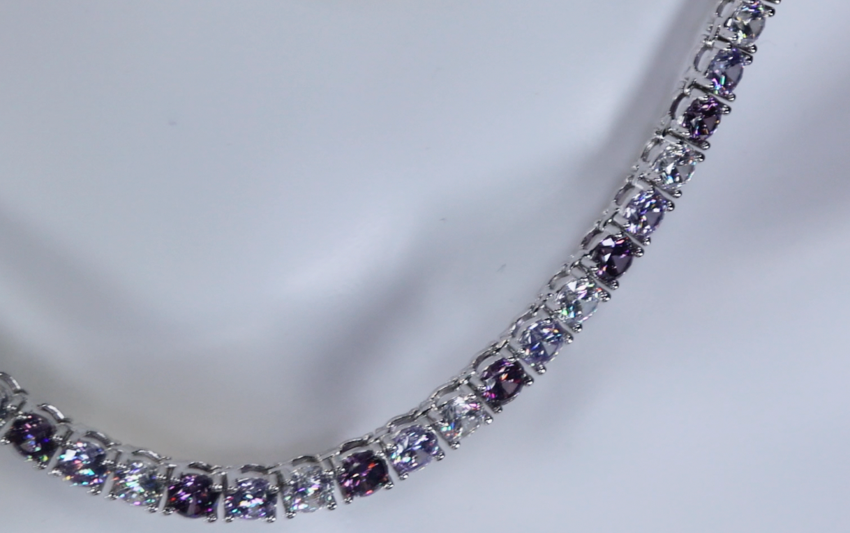 Purple Diamond Tennis Chain | Purple Diamond Necklace | Kunzite Necklace