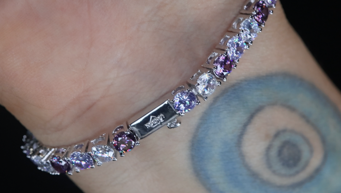 Purple Diamond Tennis Bracelet | Purple Diamond Bracelet | Kunzite Bracelet