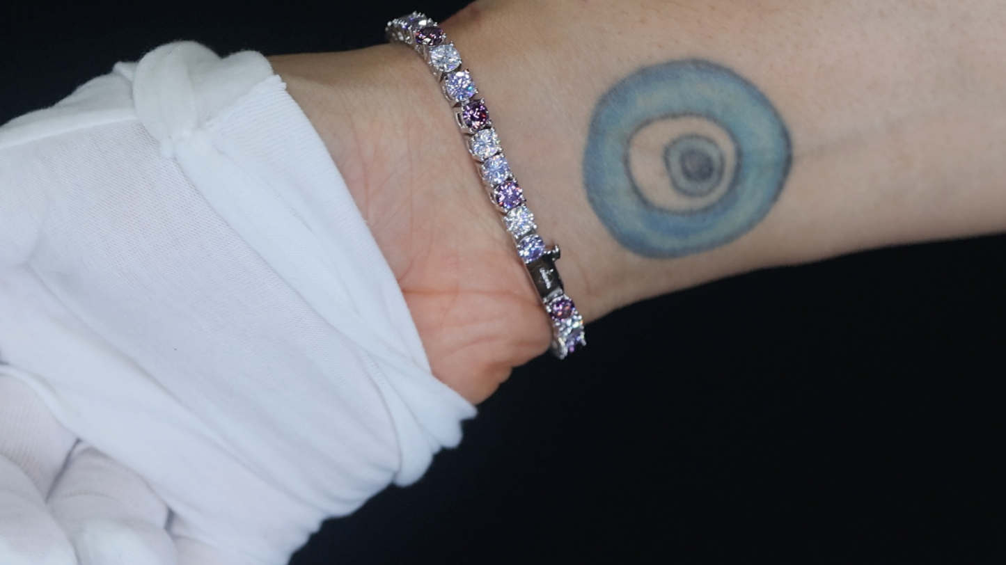 Purple Diamond Tennis Bracelet | Purple Diamond Bracelet | Kunzite Bracelet