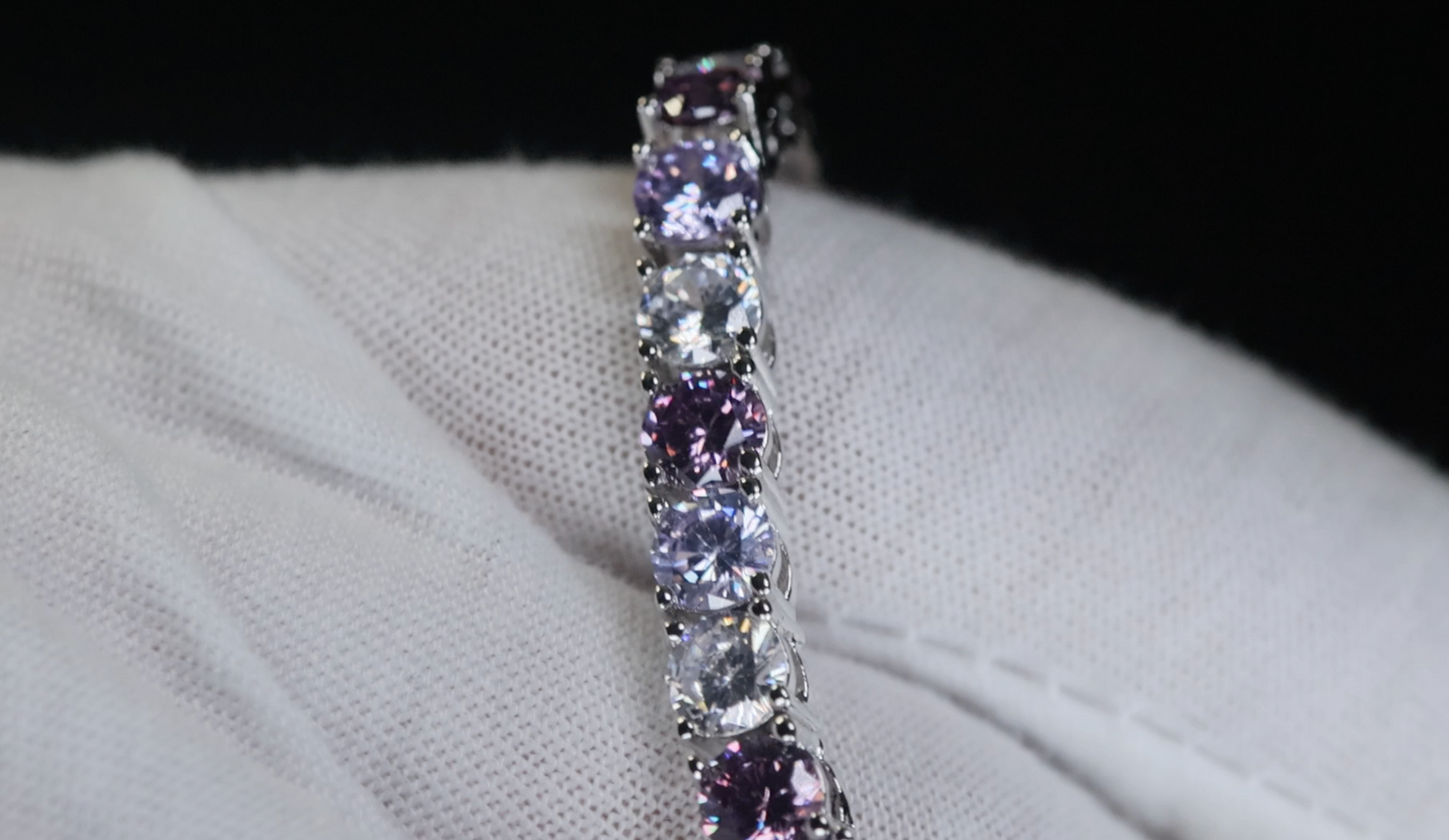Purple Diamond Tennis Bracelet | Purple Diamond Bracelet | Kunzite Bracelet