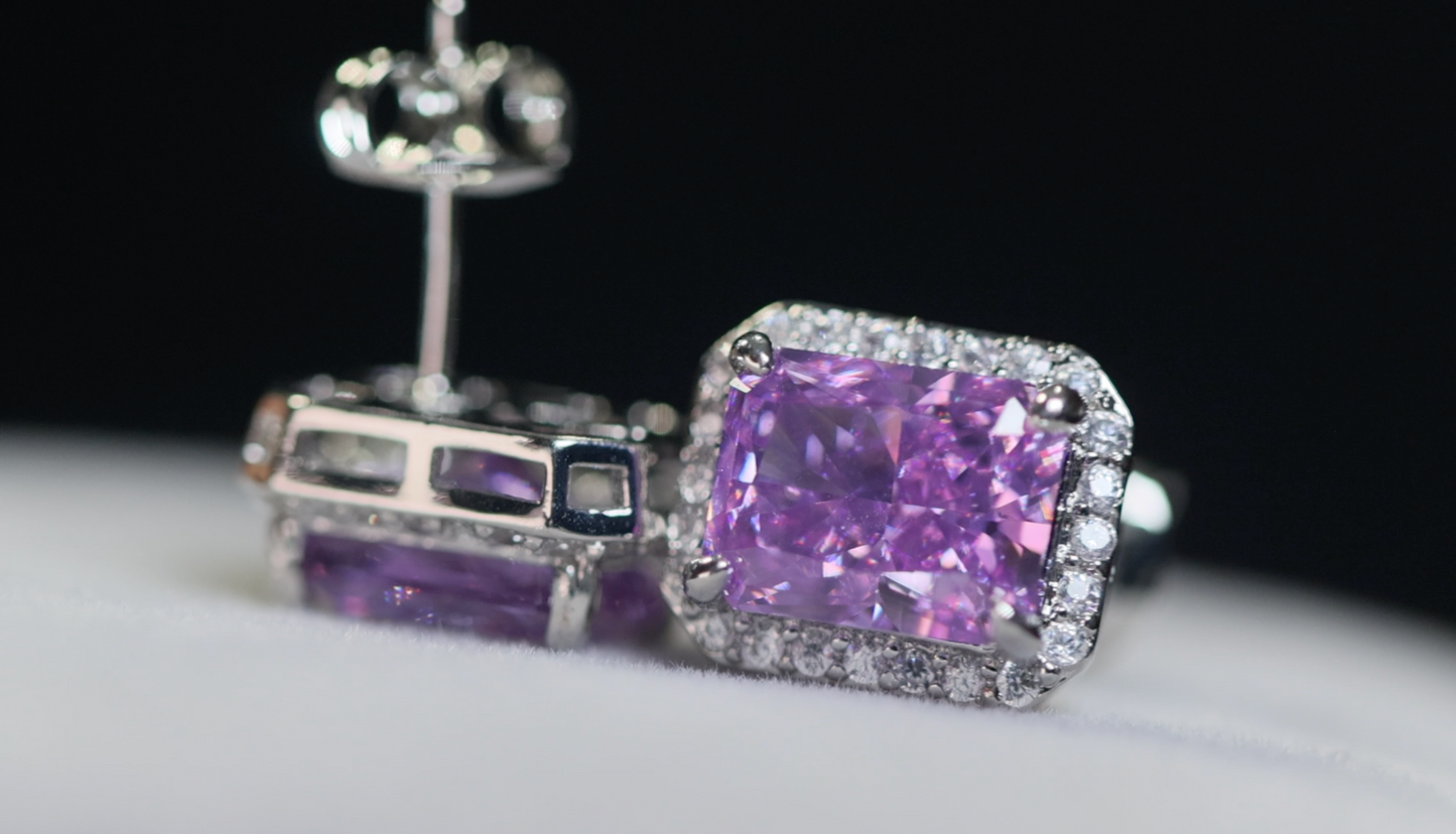 Purple Diamond Earrings