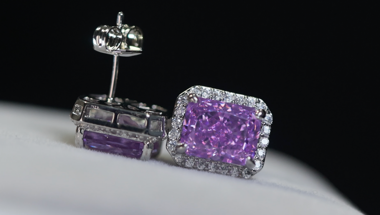 Purple Diamond Earrings