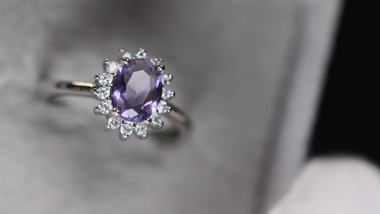 Purple Oval Diamond Ring