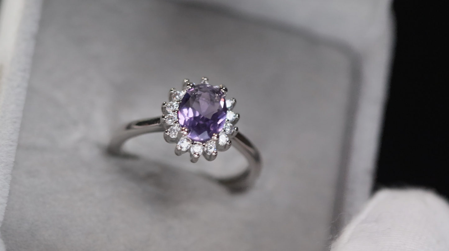 Purple Oval Diamond Ring