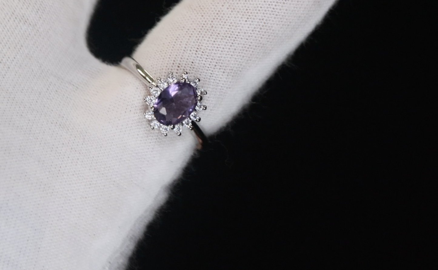Purple Oval Diamond Ring