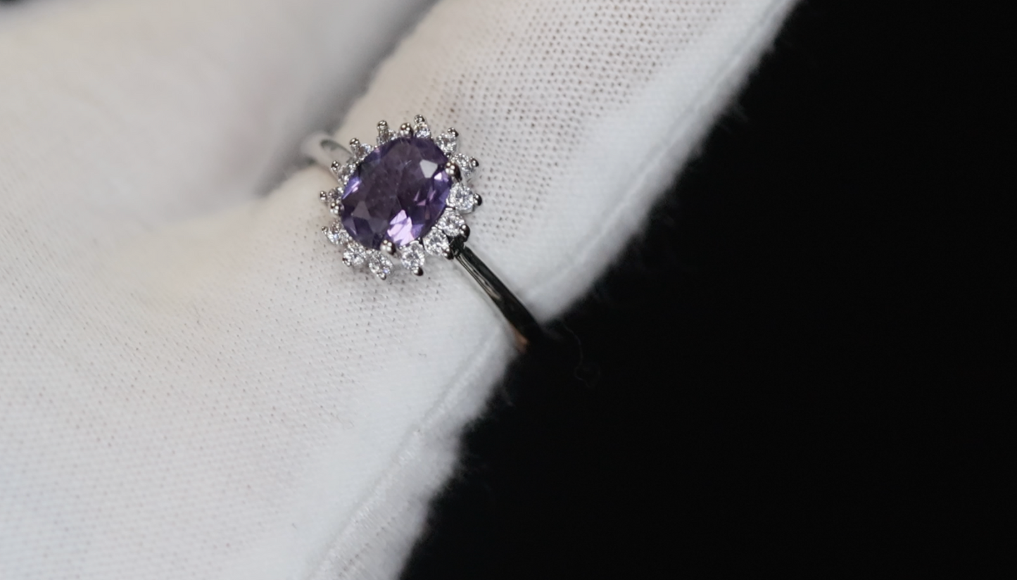 Purple Oval Diamond Ring