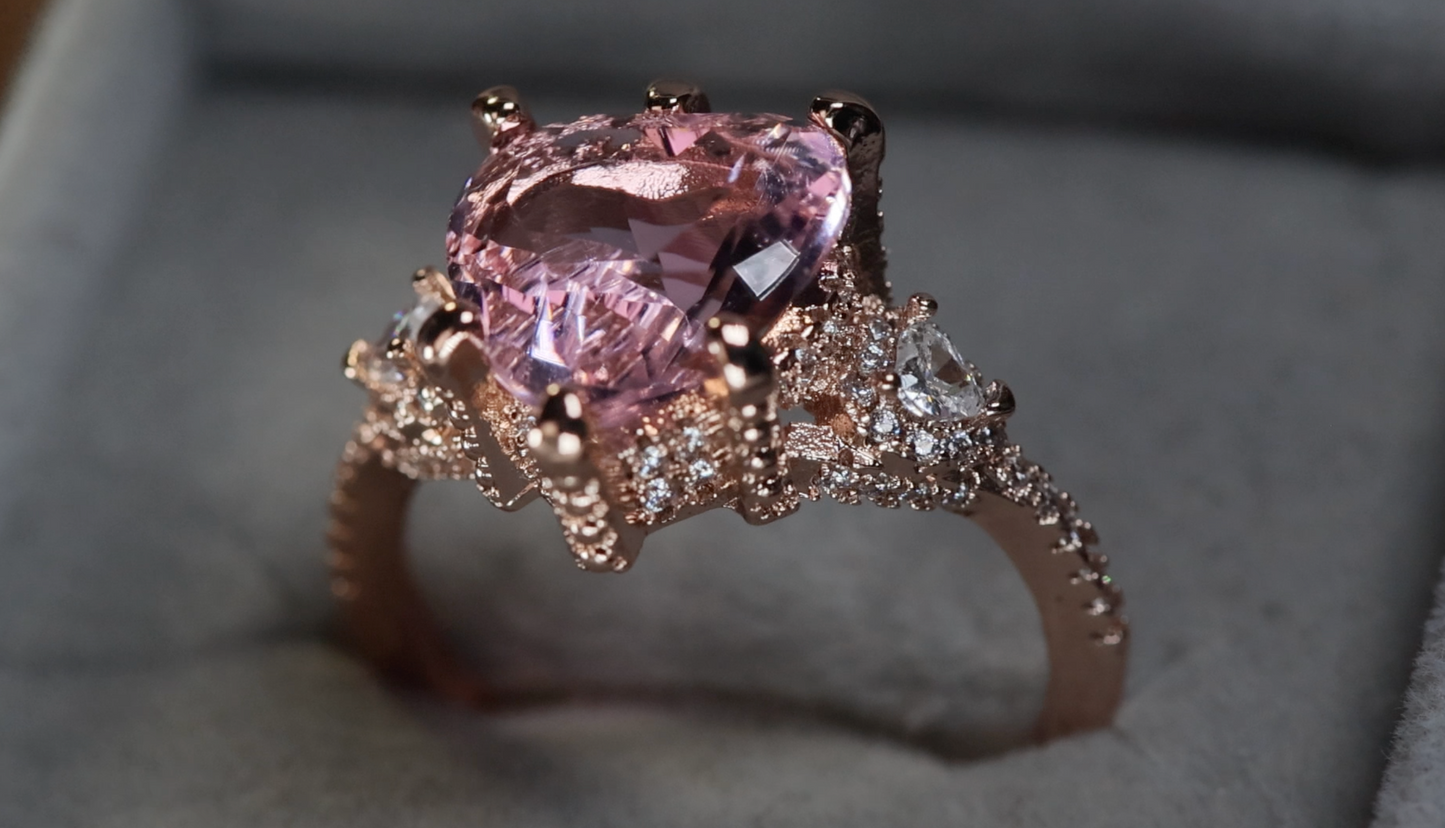 Rose Gold Diamond Heart Ring