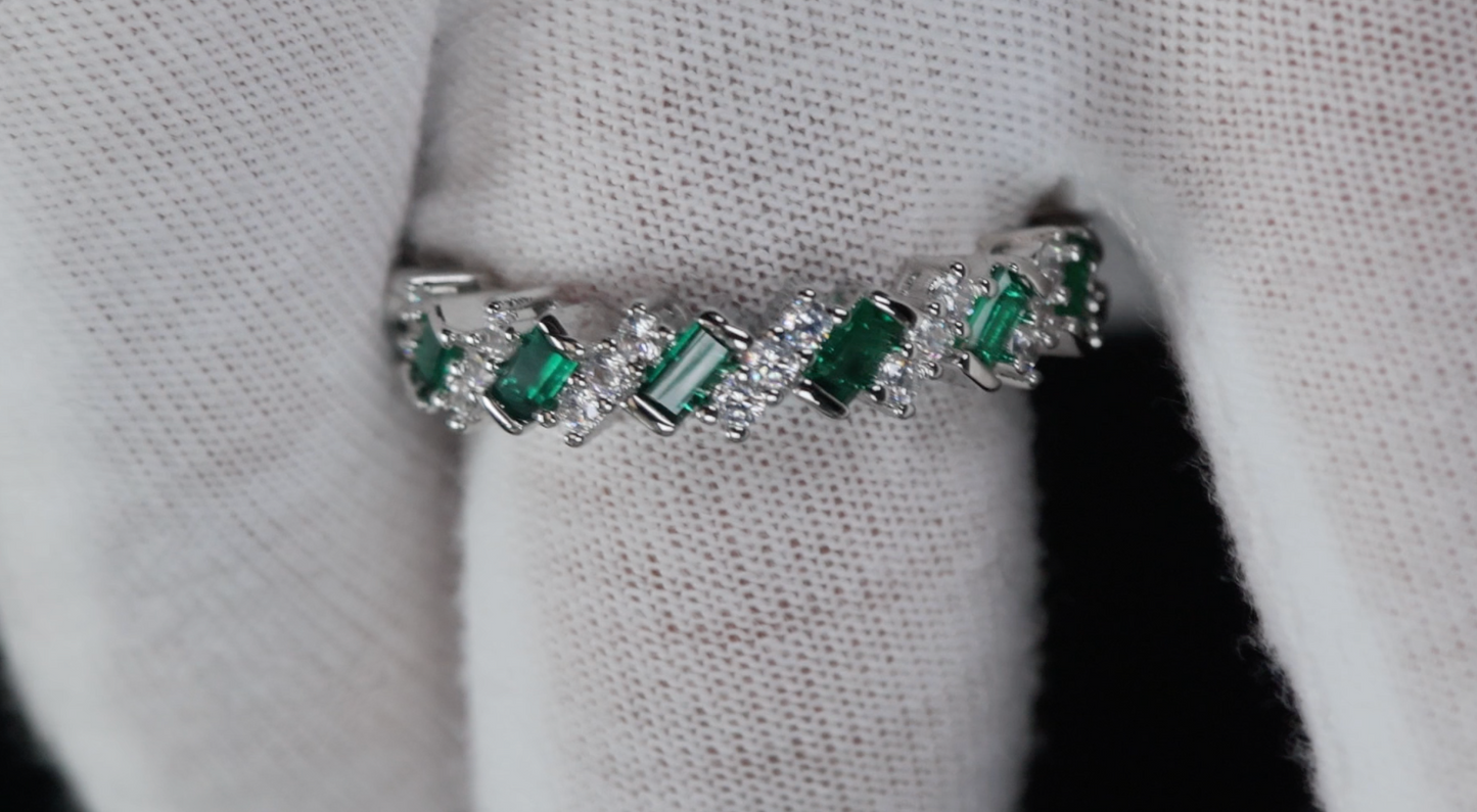 Green Diamond Eternity Ring