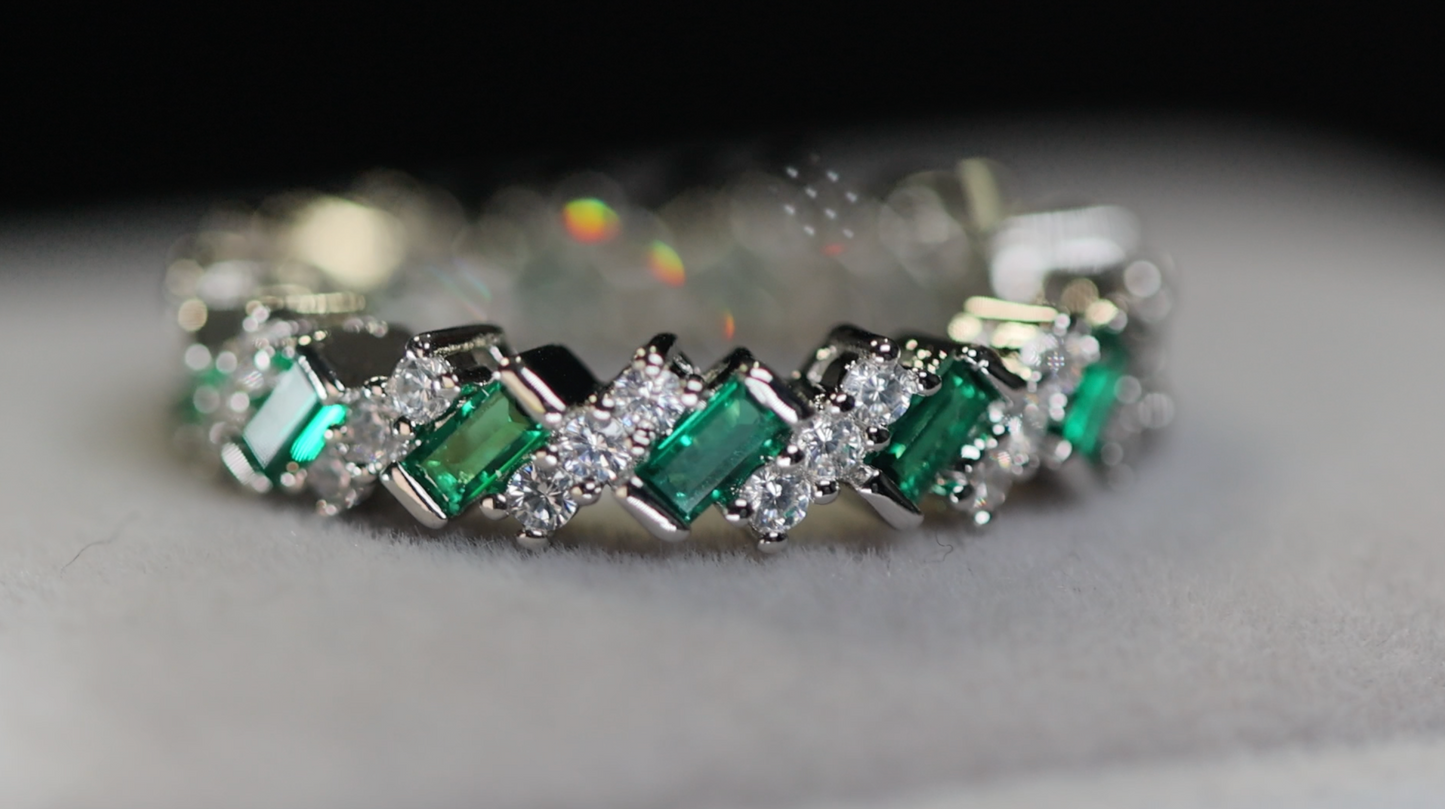 Green Diamond Eternity Ring
