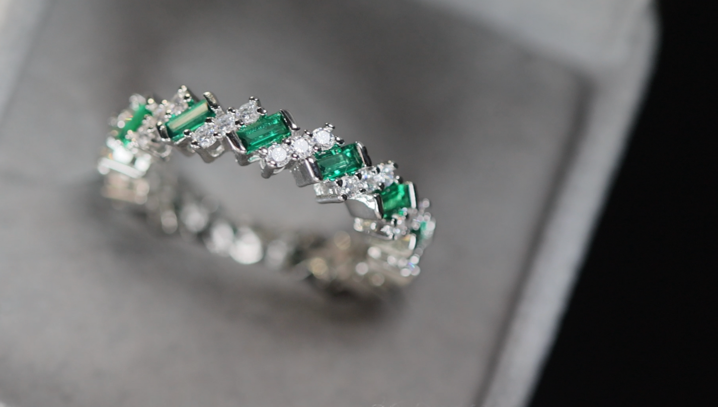Green Diamond Eternity Ring