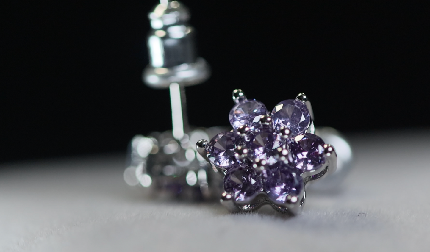 Purple Diamond Ear Studs